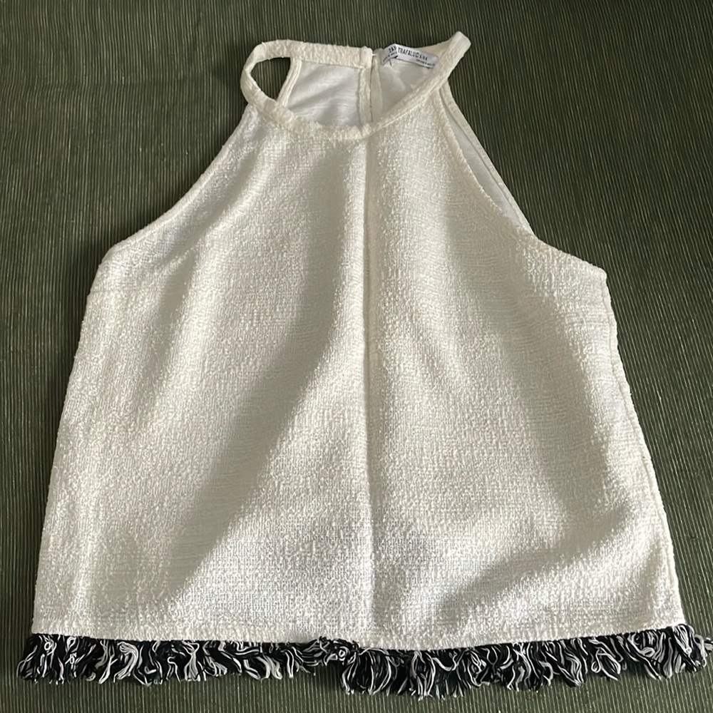 Zara Trafaluc Textured Fringe Knit Tank